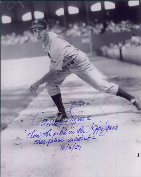 1942 depiction Tommy Byrne New York Yankees Signed 8" x 10" Photo - JSA