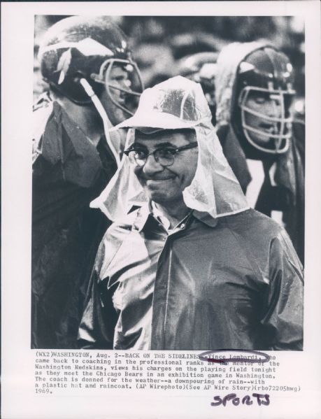 1969 Vince Lombardi Washington Redskins Type 1 7 x 9" Photo - SPORT Magazine Green Bay Packers Legend