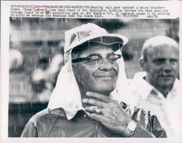 1969 Vince Lombardi Washington Redskins Type 1 7 x 9" Photo - SPORT Magazine Green Bay Packers Legend