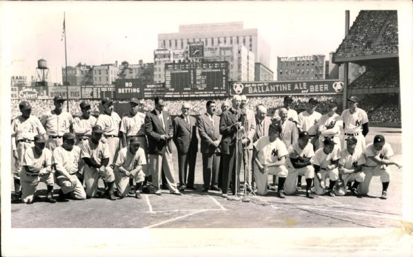 1949 Mr. Connie Mack Day Philadelphia Athletics at Yankee Stadium Ballentine Beer sign and No Betting " TSN Archives" Original 6" x 10" Photo (TSN Collection Hologram/MEARS Photo LOA)