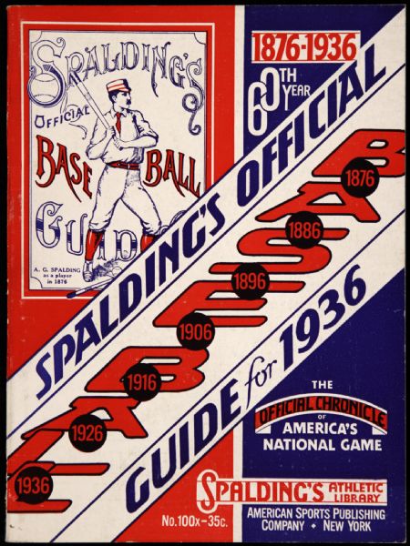 1936 Spalding Base Ball Guide 100 Year Baseball Anniversary