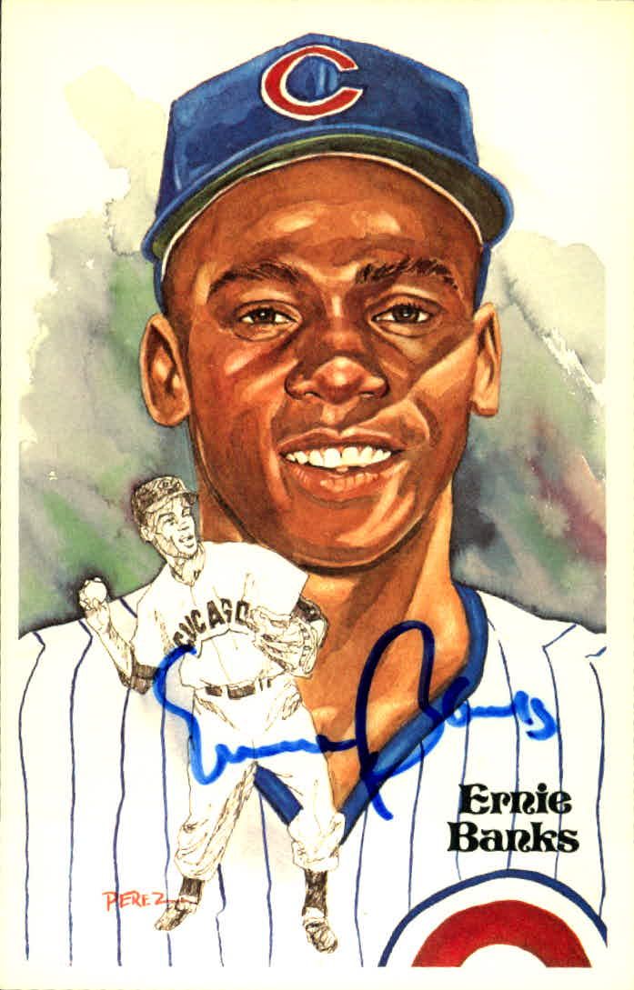 Lot Detail 1981 Ernie Banks Chicago Cubs Signed Perez Steele Card JSA