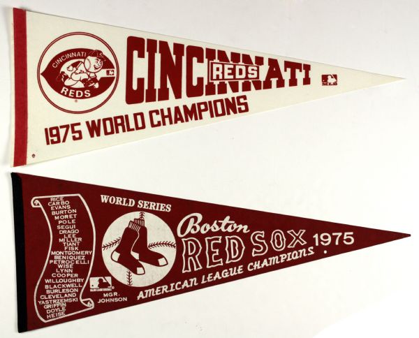 1975 World Series Boston Red Sox vs. Cincinnati Reds Full Size Pennant - Lot of 2 