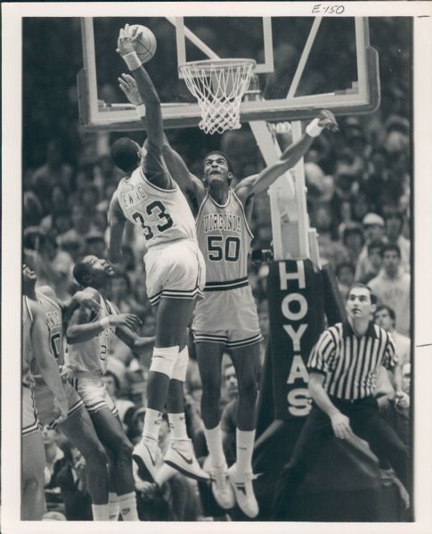 1982 Patrick Ewing Georgetown Hoyas vs. Ralph Sampson "The Sporting News Collection Archives" Original Type 1 8" x 10" Photo (TSN Hologram/MEARS Type 1 Photo LOA)