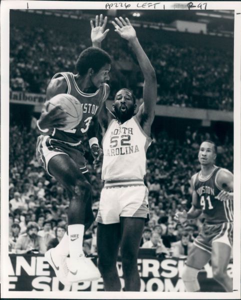 1983 Clyde Drexler University of Houston & James Worthy James Worthy UNC "TSN Collection Archives" Original Type 1 8" x 10" Photo (Sporting News Collection Hologram/MEARS Type 1 Photo LOA)