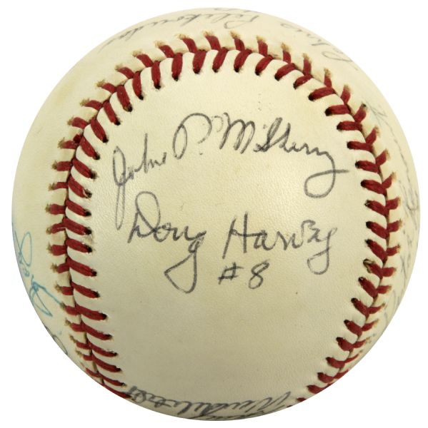 1970s Umpire Signed ONL (Feeney) Baseball With Al Barlick John McSherry & Dick Stello - JSA 