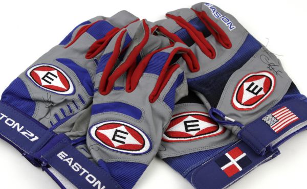 2007 Sammy Sosa Texas Rangers Professional Model Easton Game Worn Batting Gloves - Lot of 2  - MEARS LOA