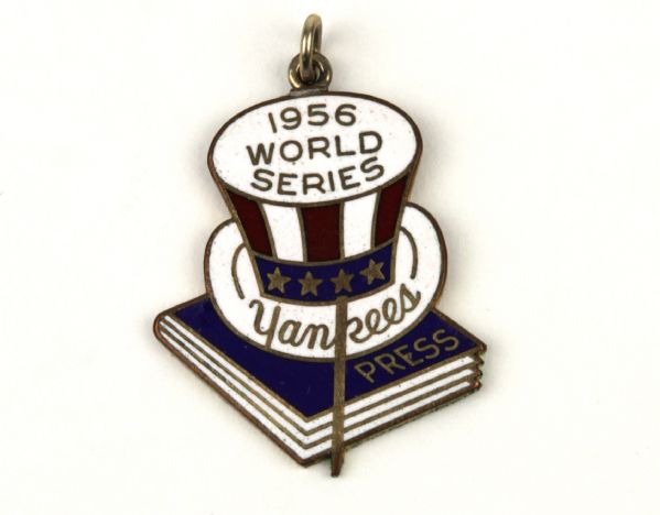 1956 New York Yankees World Series Press Pin From Perfect Game Series 