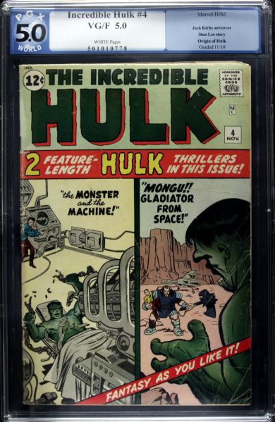 1962 Incredible Hulk #4 Marvel Comics (PGX 5.0 VG/F) Stan Lee Story Jack Kirby Art Origin of Hulk