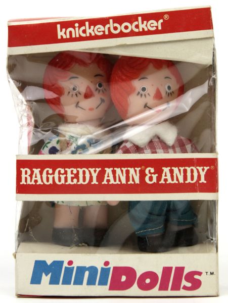 1973 Raggedy Ann & Andy Knickerbocker Mini Dolls In Original Box 