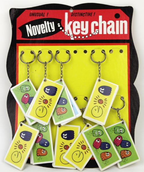 1980s Pac-Man Keychain - Lot of 10 With Original Novelty Key Chain Holder