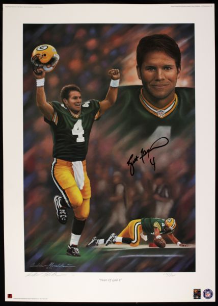 1997 Brett Favre Green Bay Packers Signed Heart of Gold II Print 174/804 - JSA