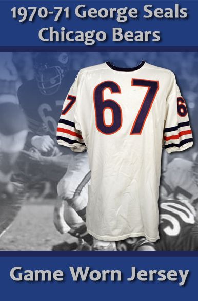 1970-71 George Seals Chicago Bears Game Worn Durene Jersey w/ 43 Team Repairs (MEARS A10)