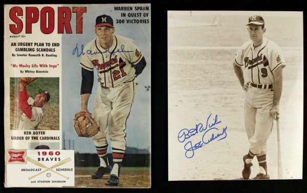 1950s Milwaukee Braves Signed Memorabilia Warren Spahn Eddie Mathews Joe Adock & Others - Lot of 11 - JSA 