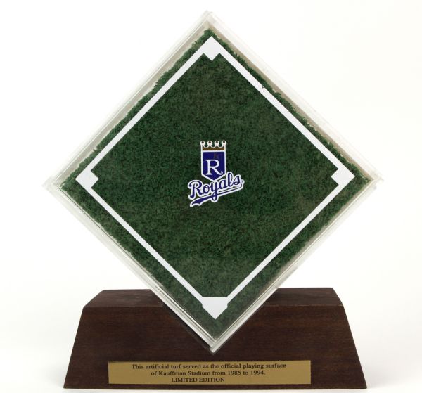 1985-94 Kansas City Royals Kauffman Stadium Turf Display- Royals LOA 