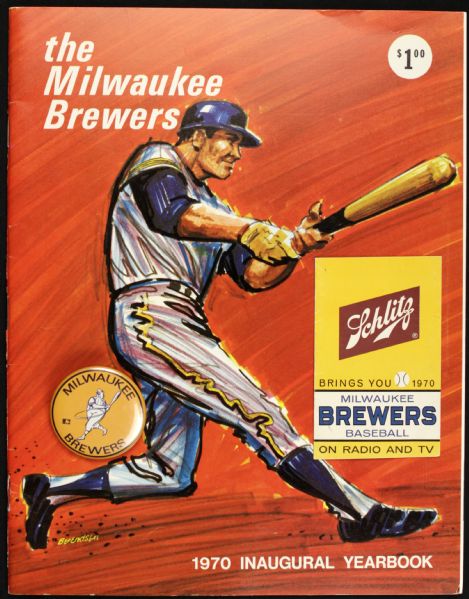 1970 Milwaukee Brewers Team Yearbook First Yearbook w/Pin & Schedule