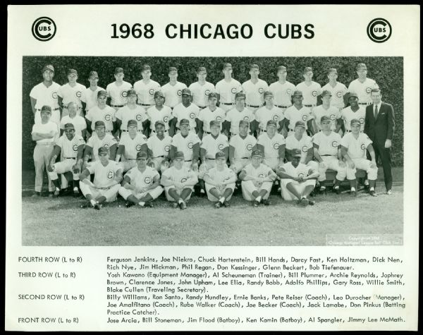 1968 Chicago Cubs Team 8" x 10" Photograph