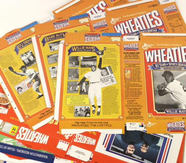 1990s Wheaties Box Covers - Unfolded w/ Lou Gehrig Babe Ruth Ken Griffey Jr. (Lot of 9) 