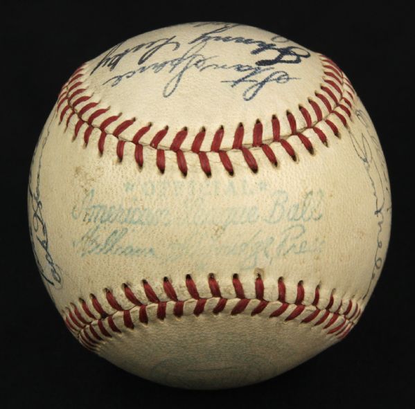 1948 Boston Red Sox Team Signed OAL (Harridge) Baseball w/20 Sigs. Incl. Joe McCarthy  Tebbetts Doerr - JSA 