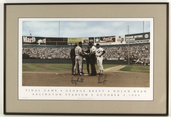 1993 Nolan Ryan & George Brett Final Game Signed Lithograph 118/500 - JSA 