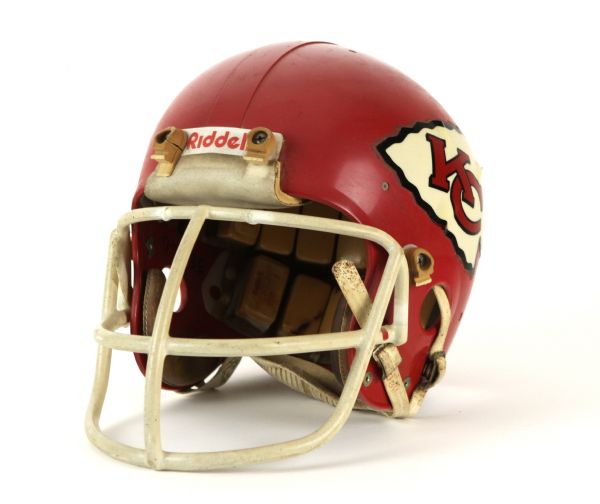 1980s Kansas City Chiefs Game Worn Helmet - MEARS Auction LOA