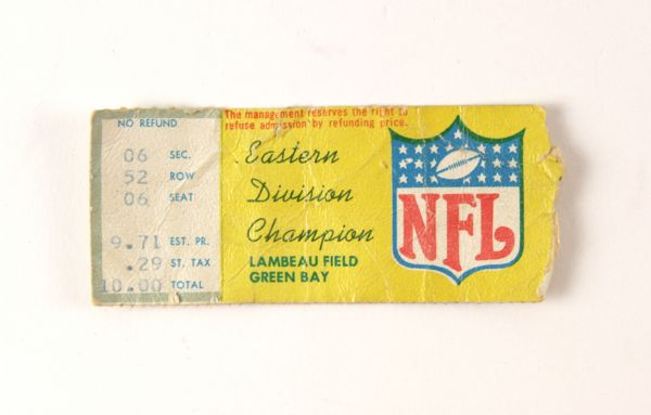 1967 Green Bay Packers vs. Dallas Cowboys NFL Championship Ice Bowl Ticket Stub - Large Portion 