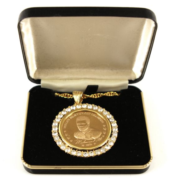 1976 Muhammad Ali Heavyweight Champion Medallion Necklace - Personally Gifted by Ali to Entourage Members