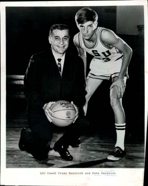 1968 "Pistol" Pete & Press Maravich LSU Tigers "TSN Collection Archives" Original 8" x 10" Photo (Sporting News Collection Hologram/MEARS LOA)