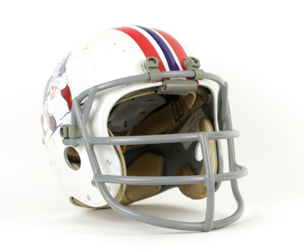 1970s Early New England Patriots Game Worn Suspension Helmet Attributed to Ed Phillpott (MEARS LOA) 