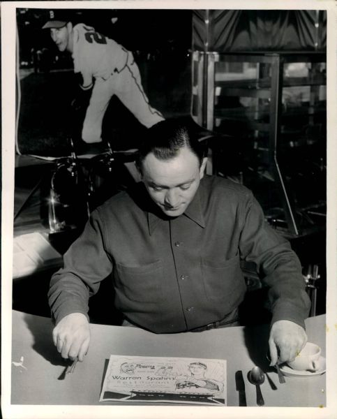 1953 Leon Greenberg Warren Spahns Boston Restaurant "TSN Collection Archives" Original 7" x 9" Photo (Sporting News Collection Hologram/MEARS LOA)