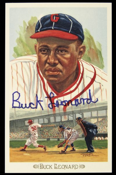 1989 Buck Leonard Negro League Great Signed Perez Steele Postcard - JSA