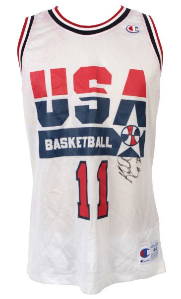 1992 Karl Malone Dream Team Signed Replica Jersey (JSA)