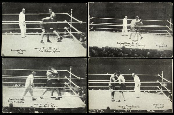 1926 Jack Dempsey vs. Gene Tunney Heavyweight Title Fight Postcard Collection - Lot of 7