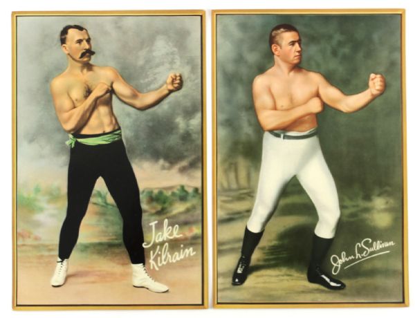 Lot of Two Vintage Boxing Posters of Jake Kilrain and John Sullivan