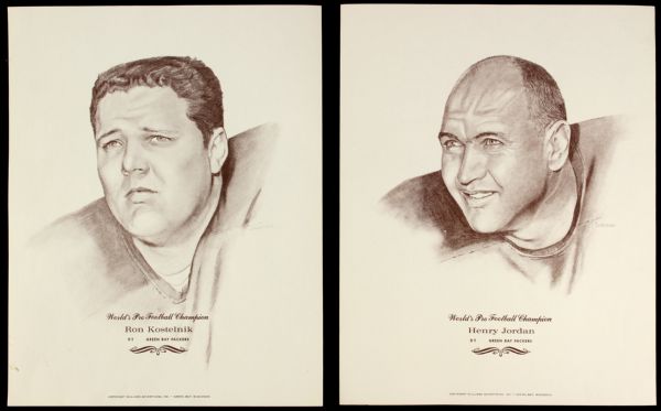 1960s Henry Jordan Ron Kostelnik Green Bay Packers 8" x 10" Williams Advertising Prints