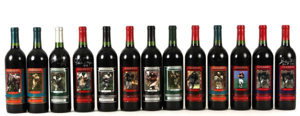 2000s Legends Series 1 Gridiron Cuvee Unopened Wine Bottle Collection - Lot of 13 w/ 3 Signed Including Gale Sayers, Harold Carmichael & More