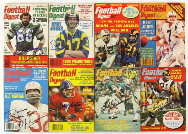 1971-83 Signed Football Digest Magazine Collection - Lot of 21 w/ Dan Fouts, Ron Jaworski, Bob Griese & More (JSA)