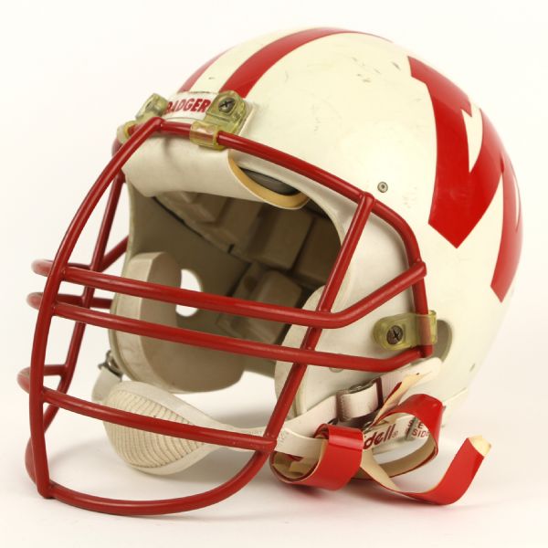 1980s Wisconsin Badgers #11 Game Worn Football Helmet (MEARS LOA)