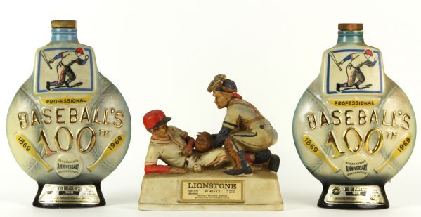 1969-74 Major League Baseball Whiskey Decanter Collection - Lot of 3