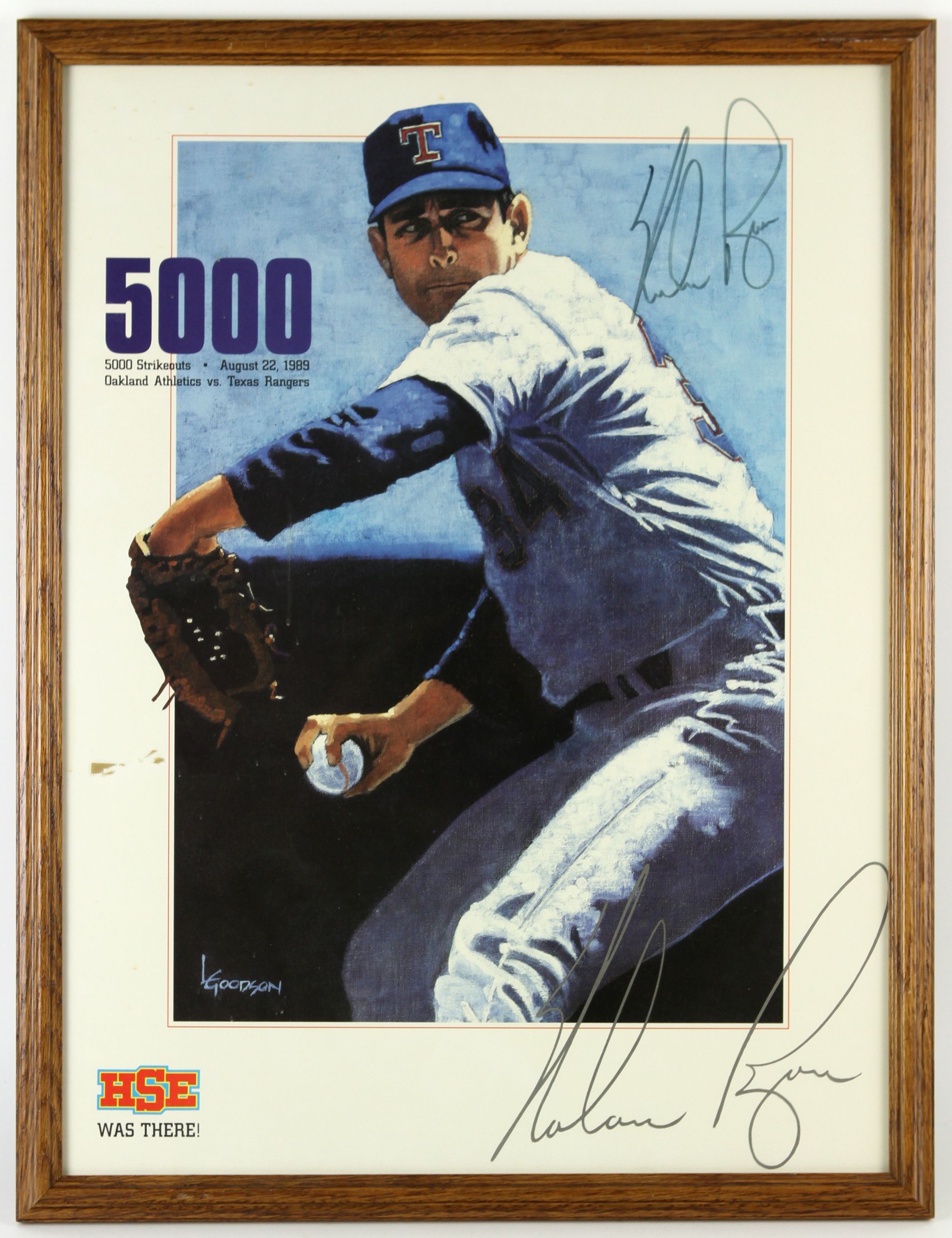Lot Detail 1989 Nolan Ryan Texas Rangers Signed 5000th Strikeout 20 X 26 Framed Print Jsa 2140