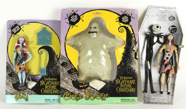 1993 Tim Burtons The Nightmare Before Christmas Memorabilia Collection - (Lot of 10) w/ MOC Action Figures, Laserdisc and More