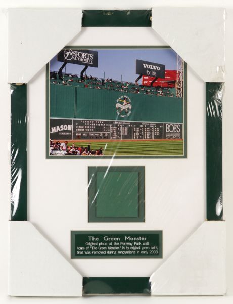2003 Boston Red Sox Fenway Park 15" x 19" Framed Green Monster Display w/ Wall Section 