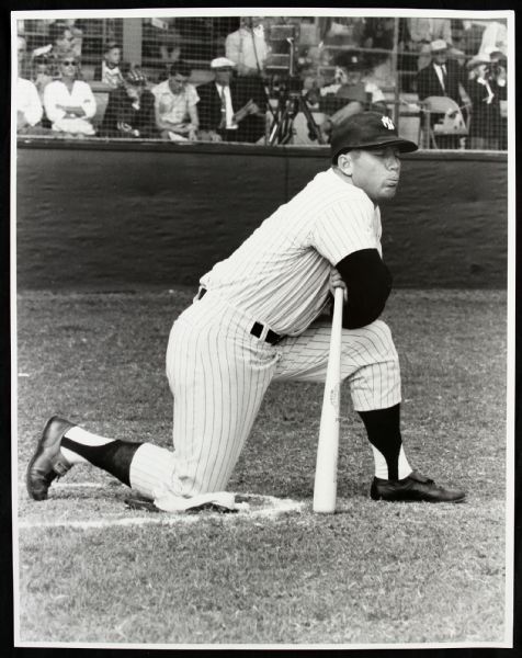 1951-68 circa Original Mickey Mantle B/W Blank Back Photos 11" x 14" (Lot of 2)