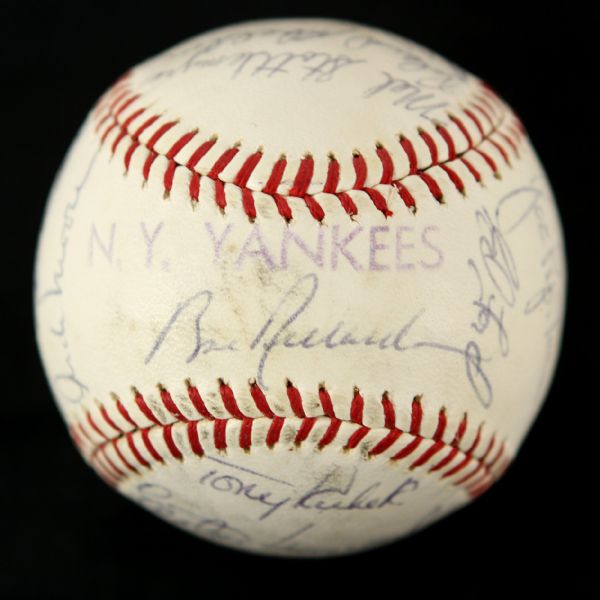 1964 New York Yankees Team Signed Baseball w/ 23 Signatures Including  Ed Ford, Elston Howard and Clubhouse Signatures of Mantle Pepitone Berra and Maris (JSA)