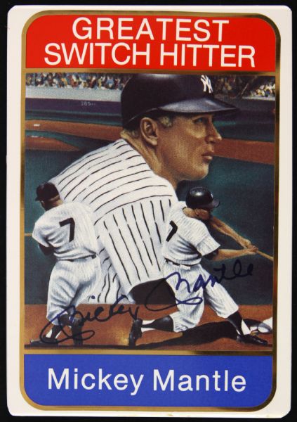 1986 Mickey Mantle New York Yankees Signed "Switch Hitter" Sports Impressions Ceramic Trading Card (JSA) 878/1500