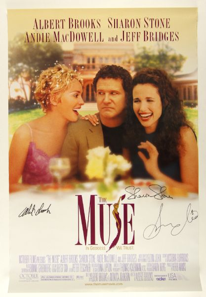 1999 The Muse Movie Poster Signed by Sharon Stone Albert Brooks (27" x 40") 