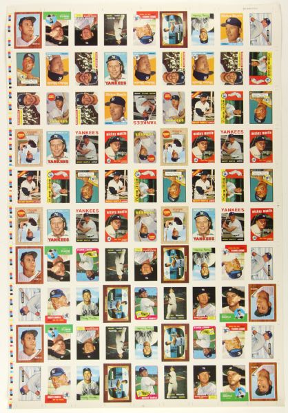 1993-97 Mickey Mantle New York Yankees Uncut Card Sheet - Lot of 5