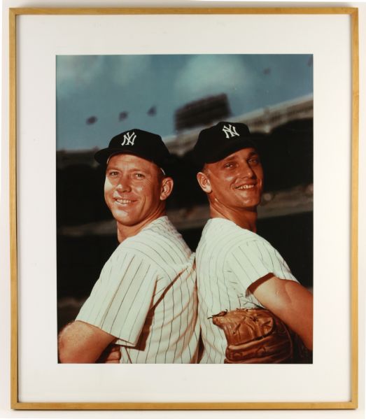 1960s Framed Mickey Mantle Roger Maris Ozzie Sweet Illfachrome Photo 27" x 31" 