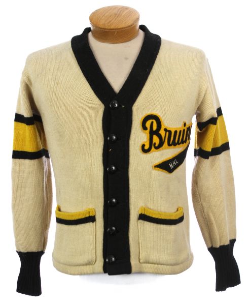 1950s circa Boston Bruins Game Worn Coaches Cardigan Sweater (MEARS LOA) 