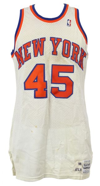 1988-89 Eddie Lee Wilkins New York Knicks Game Worn Home Jersey (MEARS LOA)